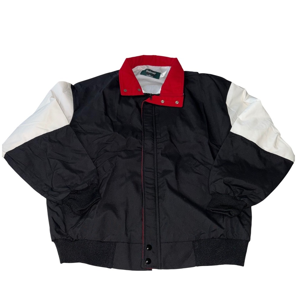 VTG Dunbrooke PiA Jac Jacket Mens XL Made USA Colorblock Bomber Black Red NOS